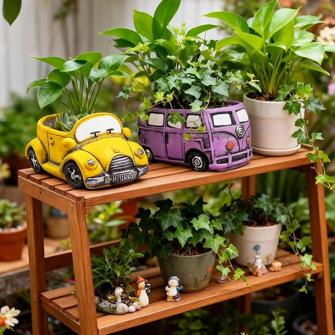 Cute Cacti & Succulent Plants Pot, Succulent Decor Planter Pot Indoor/Outdoor (Yellow)