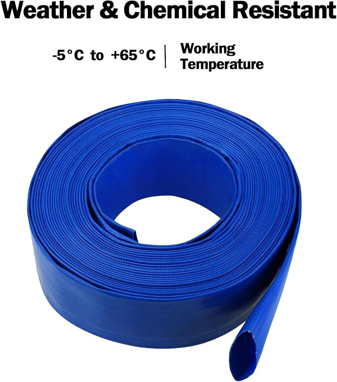 Eastrans Heavy Duty 1 IN x 25 FT Pool Backwash Hose, Flat Discharge, Weather & Burst Resistant, Best Hose for Inground Pools, Filter & Drain Hose