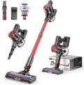 Cordless Vacuum Cleaner Rechargeable with 2600mAh Detachable Battery, Powerful Vacuums with 2 Adjustable Modes, Lightweight Portable Stick Vacuum for Home (Burgundy)