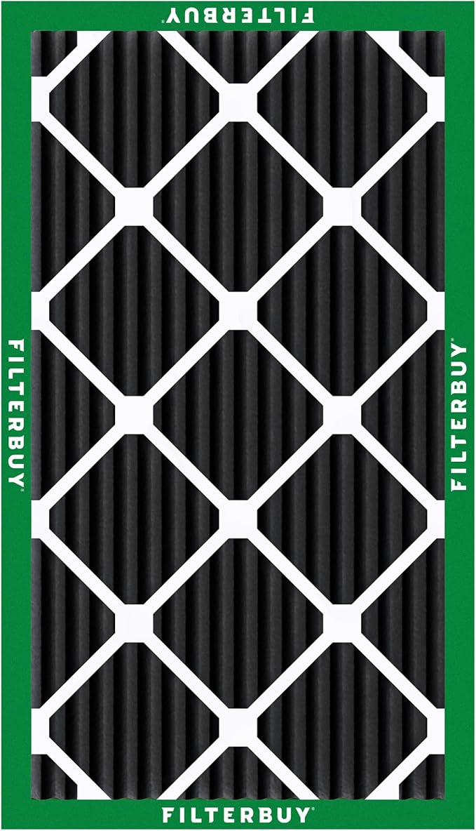 Filterbuy 17x25x1 Air Filter MERV 10 Odor & Allergy Defense with Activated Carbon (4-Pack), Electrostatic Pleated HVAC AC Furnace Filters Replacement, Made in USA (Actual Size: 16.50 x 24.50 x 0.75)