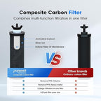 Purewell 2.25G Gravity Water Filter System with Water Level Window, 8-Stage 0.01μm Ultra-Filtration Stainless Steel Countertop System with 4 Filters and Stand, Reduce Fluoride and Chlorine, PW-KS-CF