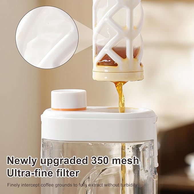 Coffee Cold Brew Maker – Airtight Bottle With Measurement Scale, 350 Mesh Fine Filter System, Durable Leak Resistant Design, Smooth Extraction Process, Flavor Performance | Outdoor Kitchen Tr