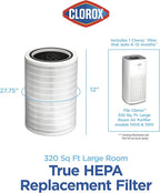 Clorox Large Room Air Purifier True HEPA Replacement Filter, 1,500 Sq. Ft. Capacity, Removes 99.97% of Allergens up to 0.1 Micron, Compatible with 11010 & 11011, 1 Count (12010)
