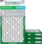 Filterbuy 16x24x2 Air Filter MERV 8 Essential Dust & Allergy Defense (4-Pack), Electrostatic Pleated HVAC AC Furnace Filters Replacement, Made in USA (Actual Size: 15.38 x 23.38 x 1.75)