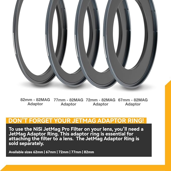NiSi - JetMag Pro 82MAG FS ND4, Magnetic 2-Stop (0.6) Full Spectrum Neutral Density Filter, Nano Waterproof Coating, Optical Glass, Ultra-Slim, Aluminum Frame, True Color - Lens Adapter Ring Required