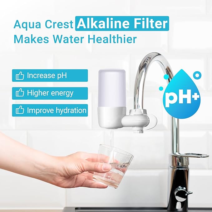 AQUA CREST Alkaline Faucet Water Filter, Replacement for Brita® Filter, Increase PH, Brita® Filter Replacement, 36311 On Tap Water Filtration System, FR-200, FF-100, 3 Packs
