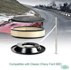 14 x 3 Inch Round Black Air Cleaner Kit Fully Finned Top with Flat Style Base Compatible with Chevy Ford GM