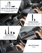 Compressed Electric Air Duster & Handheld Car Vacuum Cleaner 2-in-1-10000mAh Battery 180000RPM 4-Speed echargeable Air Blower for Car Cleaning, Home, Keyboard, PC, LED Light