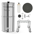 Culligan MaxClear 2.25 Gallon Gravity Water Filter System, Polished Stainless-Steel Countertop Water Filter NSF/ANSI Certified to Reduce Microplastics, Lead & Total PFAS, with 4 Ceramic Filters