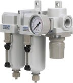 PneumaticPlus SAU430-N04G-MEP 3 Stage Compressed Air Filter Dryer System - Particulate Air Filter, Coalescing Air Filter, Compressed Air Pressure Regulator Combo, 1/2" NPT - Metal Bowl, Manual Drain