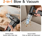 Compressed Air Duster, 2-in-1 Cordless Electric Air Duster & Mini Vacuum, High-Speed Brushless Motor, 8000mAh Rechargeable, Type-C, for Electronics, Keyboard, Car & Home Cleaning