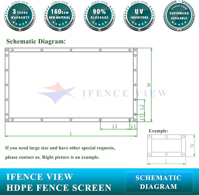Ifenceview 6'x3' to 6'x50' Brown Shade Cloth/Fence Privacy Screen Fabric Mesh Net for Construction Site, Yard, Driveway, Garden, Railing, Canopy, Awning 160 GSM UV Protection (6' x 32')