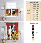 Cows Sunflowers Kitchen Curtains 24 Inch Length, Small Window Curtains Tab Top, Spring Botanical Floral Bees Red Barn Light Filtering Short Window Treatments Tier Drapes 27.5"x24" 2 Panel