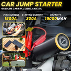 BAYU 6 in 1 Car Jump Starter Kit with 19000PA Car Vacuum Cleaner & Universal Battery, Cordless Pressure Washer, 150PSI Tire Inflator, Air Compressor, Portable 12V 1500A Auto Jump Box (6 Pcs)