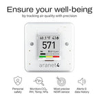 SAF Aranet4 Home: Wireless Indoor Air Quality Monitor for Office or School (CO2, Temperature, Humidity and More) Portable, Battery Powered, E-Ink Screen, App for Configuration & Data History