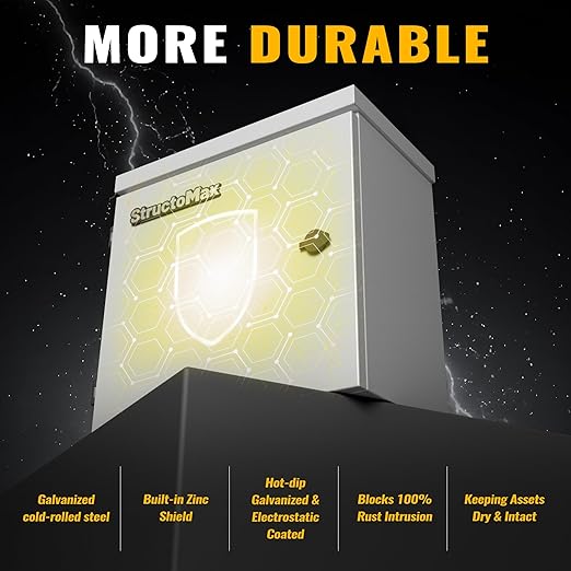 Steel Electrical Box, 16"x16"x6" Steel Enclosure, IP67 Waterproof & Rust-Resistant, Outdoor/Indoor Electrical Junction Box with Mounting Plate for Wall/Pole Mount