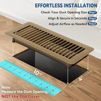 4" x 10" Floor Register Vent Covers 10-Pack, Walkable Powder-Coated Metal Vent Covers with Adjustable Airflow, Curved Safe Edges for Floor/Wall, Brown