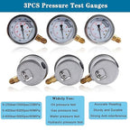 SINOCMP Hydraulic Pressure Test Kit with 3 Gauges 25/40/60 Mpa, 9 Couplings, 3 Test Hoses, Hydraulic Gauge Tester Set for Excavator Construction Machinery