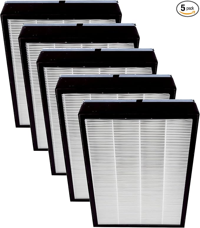 Nuwave OxyPure 5-Pack Genuine Replacement HEPA/Carbon Combo Filters, Removes Irritants, Pollutants & Odors, Produced & Sold by Original Manufacturer for OxyPure Models 47001, 47002, 47003, and 47004