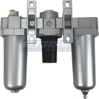 HEAVY DUTY INDUSTRIAL RATED 3 STAGE COMBINATION FILTER REGULATOR LUBRICATOR AIR LINE PARTICULATE FILTER MOISTURE TRAP LUBRICATOR OILER REGULATOR CLEAN AIR TOOLS (1/2" NPT, 5oz BOWL)