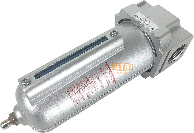 1/2" NPT HEAVY DUTY Industrial Grade Particulate Filter/Water Trap For Air Compressor Compressed Air Lines, 5u With Metal Bowl (MANUAL DRAIN)