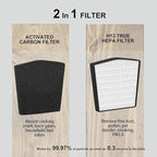 Replacement Filter LP-HF550P Compatible with Live-Pure Bali Series LP550TH LP550THP Air Cleaner Purifier Filtration, 1 Pack HEPA Filter + 4 Pack Carbon Filter