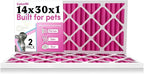 Colorfil 14x30x1 Air Filter (2-Pack) | Made in the USA | Color Changing | Remove Cat and Dog Odor | MERV 8 for Pet Hair Dander and Dust | 13.75"x29.75"x0.75" Exact Size