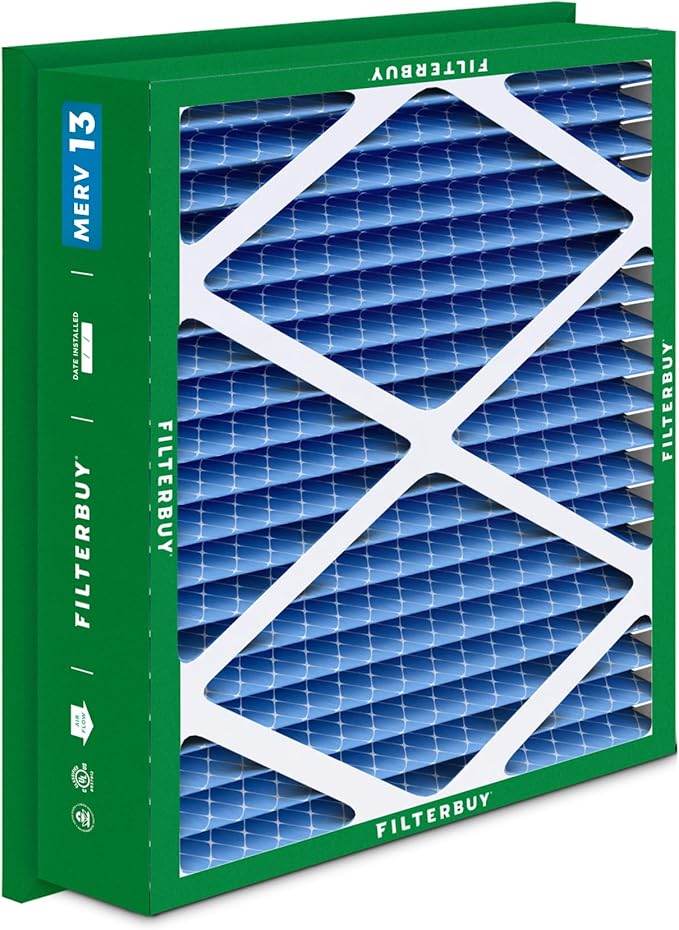 Filterbuy 24x24x5 Air Filter MERV 13 Optimal Smoke & Allergy Defense (3-Pack), Electrostatic Pleated HVAC AC Furnace Filters Replacement for Honeywell Return Grille (Actual Size: 22.38 x 22.38 x 4.38)