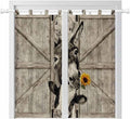 Funny Farm Animals Bedroom Curtains 72 Inch Length, Window Curtains Tab Top, Vintage Barn Brown Sunflowers Light Filtering Window Treatments Drapes 52"x72" 2 Panel