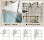 Teal Blue Tulips Swag Valances for Windows, Spring Floral Barn Doors Vintage Wood Beige Rod Pocket Kitchen Curtains Valance, Small Window Curtains Swag for Cafe Living Room, 2 Panels, 28x36 inch