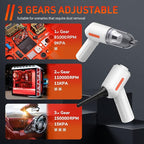 Reesibi 4 in 1 Powerful Compressed air Duster - 150000RPM Cordless Air Blower & 15KPA Car Vacuum Cleaner - Brushless Motor Electric Dust Blower with 3 Speed & 7600mAh Battery - Keyboard Cleaner Kit