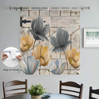 Spring Tulips Flower Living Room Curtains 84 Inch Length, Window Curtains Tab Top, Vintage Floral Barn Doors Rustic Beige Light Filtering Window Treatments Drapes 42"x84" 2 Panel