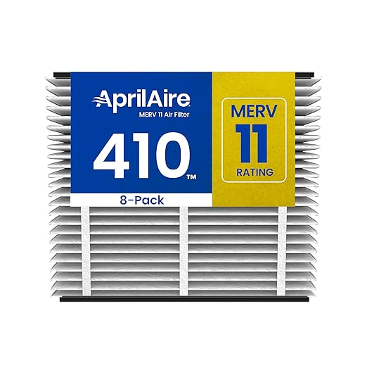 AprilAire 410 Replacement Filter for AprilAire Whole House Air Purifiers - MERV 11, Clean Air & Dust, 16x25x4 Air Filter (Pack of 8)