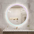 Round LED Bathroom Mirror, Wall Mounted Mirror with Demister Pad 3 Dimmable Color, Backlit Makeup Mirror, for Bathroom, Vanity, Bedroom(70cm/27.6in)