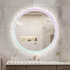 Round LED Bathroom Mirror, Wall Mounted Mirror with Demister Pad 3 Dimmable Color, Backlit Makeup Mirror, for Bathroom, Vanity, Bedroom(70cm/27.6in)