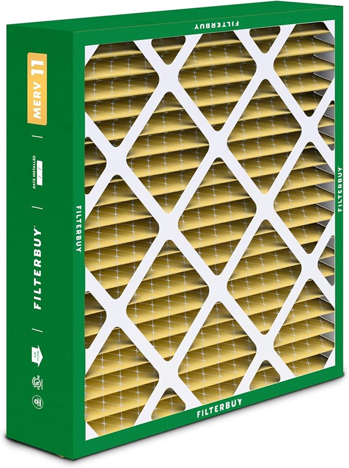 Filterbuy 21x21x5 Air Filter MERV 11 Superior Pet & Allergy Defense (3-Pack), Electrostatic Pleated HVAC AC Furnace Filters Replacement for Rheem, Ruud, & Protech (Actual Size: 20.63 x 20.63 x 4.38)