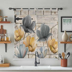 Spring Tulips Flower Living Room Curtains 84 Inch Length, Window Curtains Tab Top, Vintage Floral Barn Doors Rustic Beige Light Filtering Window Treatments Drapes 42"x84" 2 Panel