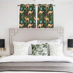 2 Panel Kitchen Cafe Curtains, Retro Desert Camel Sunlight Filtering Nature Air Through, Window Decor Tier Curtains for Living Room 104W x 52L inch Tropical Animal Aloe Vera Leaves Dark Green