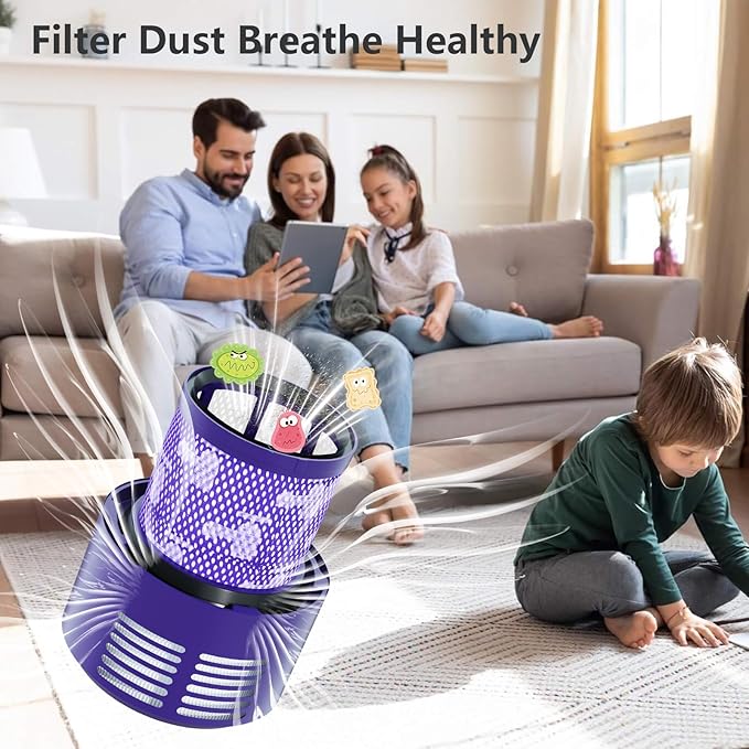 4 Pack Vacuum Filter Replacement Compatible with Dyson V10 Series Vacuum Cleaner, Cordless Vacuum Filter Accessories, Effective Cleaning, Home Cleaning Helper, 4 Rear-Filters (4)