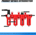 1/2" NPT Industrial Grade 4 Stage Aluminum Air Drying System, Coalescing Filter, Double Particulate Filter, Desiccant Dryer and Air Regulator,Manual Drain For Plasma Cutter and Paint Spray