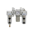 PneumaticPlus SAU300A-N03G-MEP - Dual Air System 3/8" NPT - Compressed Air Filter, Pressure Regulator & Lubricator w/Additional Free Air Port 1/4" NPT - Manual Drain, Metal Bowl