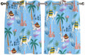 2 Panel Kitchen Cafe Curtains, Desert Landscape Sunlight Filtering Nature Air Through, Window Decor Tier Curtains for Living Room 104W x 52L inch Cute Camels Palm Trees Houses Leaves Blue
