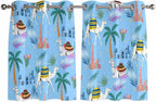 2 Panel Kitchen Cafe Curtains, Desert Landscape Sunlight Filtering Nature Air Through, Window Decor Tier Curtains for Living Room 104W x 52L inch Cute Camels Palm Trees Houses Leaves Blue