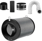 MELONFARM 4 Inch Air Carbon Filter Smelliness Control with Australia Virgin Charcoal, Odor Removal for Grow Tent, Inline Fan, 8' Ducting, Cooling & Vent Cover Included, Insulated Flange 4" x 11"
