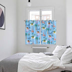 2 Panel Kitchen Cafe Curtains, Desert Landscape Sunlight Filtering Nature Air Through, Window Decor Tier Curtains for Living Room 104W x 72L inch Cute Camels Palm Trees Houses Leaves Blue