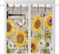 Farm Flowers Living Room Curtains 84 Inch Length, Window Curtains Tab Top, Retro Sunflowers Barn Doors Butterfly Wood Board Light Filtering Window Treatments Drapes 42"x84" 2 Panel