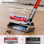 Cordless Vacuum Cleaner, Powerful Stick Vacuum Cleaner for Home with Rechargeable Battery, 6-in-1 Lightweight Handheld Vacuum, 45 Mins Runtime for Hardfloor & Carpets Pet Hair (red)