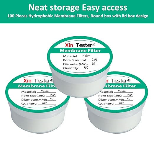 Xin Tester 100 Pieces Nylon Disc Membrane Filters, 50 mm Diameter, 0.05µm Pore Size