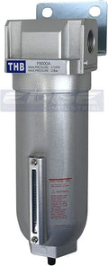 HEAVY DUTY INDUSTRIAL RATED HIGH FLOW PARTICULATE FILTER, IN-LINE WATER TRAP FOR COMPRESSED AIR LINE SYSTEMS, 5 MICRON WITH METAL BOWL AND AUTO DRAIN (1/2" NPT, 11oz)