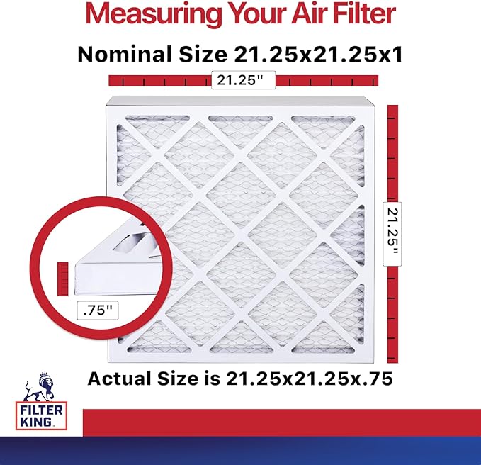 Filter King 21.25x21.25x1 Air Filter | 6-PACK | MERV 11 HVAC Pleated A/C Furnace Filters | MADE IN USA | Actual Size: 21.25 x 21.25 x .75"